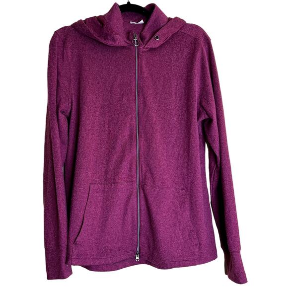 Gymshark Full Zip Hoodie Women’s Large Plum-Pull Zip Heathered Fleece Athleisure - Picture 1 of 12